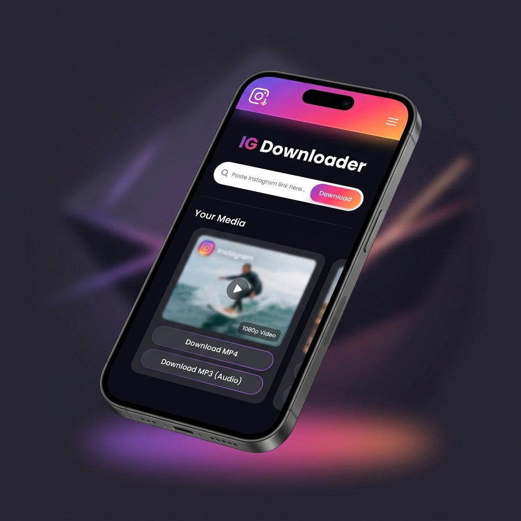 IG Downloader web app interface shown on a smartphone